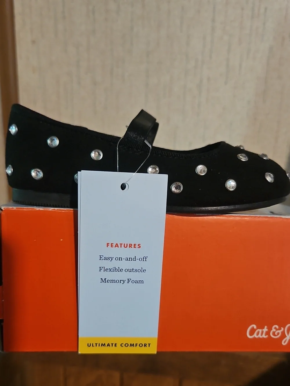Cat & Jack Toddler Girls Trina Flats: Black: New In Box: Size 7